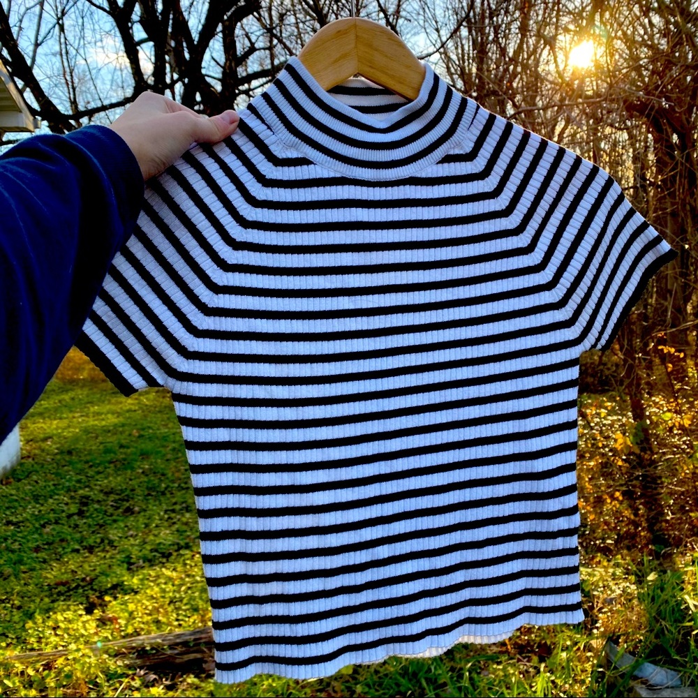 Kendall + Kylie Black and White Striped Top